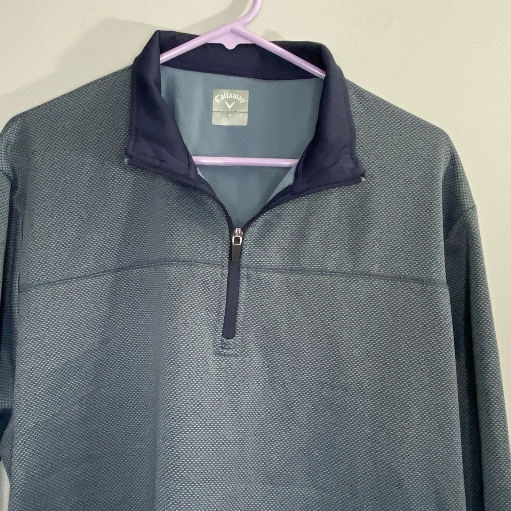 Callaway Pullover Men's L Blue Gray 1/4 Zip Pockets Long Sleeve‎ Activewear Golf